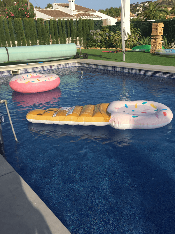 Inflatables in the swimming pool at Villa Olivo
